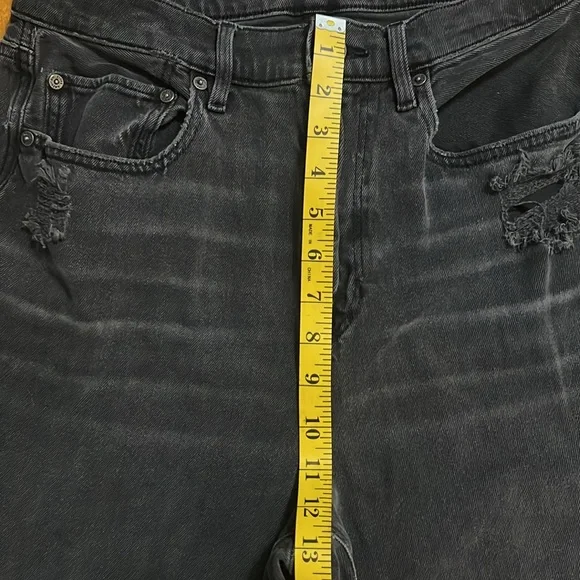 American Eagle Highest Rise 90’s Boyfriend Black Jeans Size 12 Baggy Distressed - Picture 10 of 15